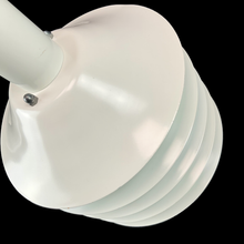 Load image into Gallery viewer, A five-layered Mid-Century pendant light designed and manufactured by Abo Randers A/S in Denmark. This model R28 from the 1970s creates a soft, atmospheric glow, perfect for a living room or kitchen. It remains in excellent condition with only a minor, inconspicuous dent on the top surface.