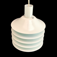 Load image into Gallery viewer, A five-layered Mid-Century pendant light designed and manufactured by Abo Randers A/S in Denmark. This model R28 from the 1970s creates a soft, atmospheric glow, perfect for a living room or kitchen. It remains in excellent condition with only a minor, inconspicuous dent on the top surface.