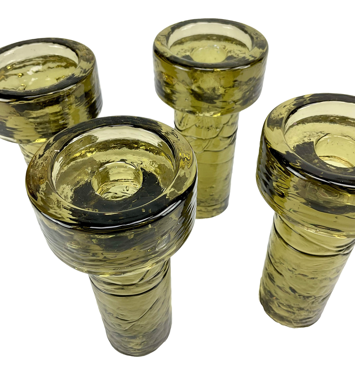 Kjell Engman for Kosta Boda Iron & Glass 4-Cylinder Candleholder — Sweden 1970s