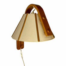 Load image into Gallery viewer, Vintage Scandinavian 'Aneta' Wood & Fabric Wall Lamp by Jan Wickelgren, Sweden 1970 – Mid-Century Reading Light