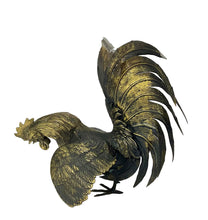 Load image into Gallery viewer, Vintage 1960s Solid Brass Fighting Rooster Sculptures – Mid-Century Modern (MCM) Pair – Patinated Antique Brass – UK Made