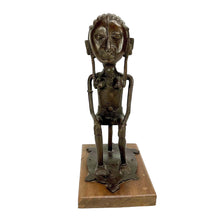 Lade das Bild in den Galerie-Viewer, Bronze sculpture of a standing figure on a wooden base against a white background