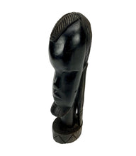 Lade das Bild in den Galerie-Viewer, Black wooden sculpture of a face on a white background