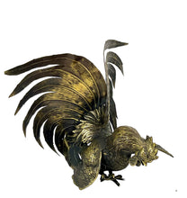Load image into Gallery viewer, Bronze rooster sculpture on a white background