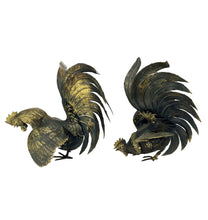 Load image into Gallery viewer, Two decorative rooster figurines on a white background
