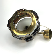 Load image into Gallery viewer, A beautiful retro Claus Bolby pendant light featuring a patinated brass body and a smoked glass insert. The lamp is fully intact and in excellent vintage condition.