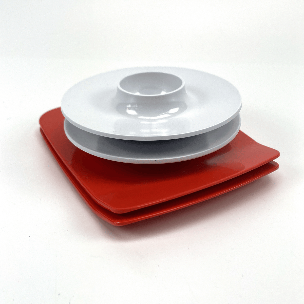 ROSTI Mepal – Vintage Danish Design Set | 2 Sandwich Boards & 2 Egg Cups | White & Red