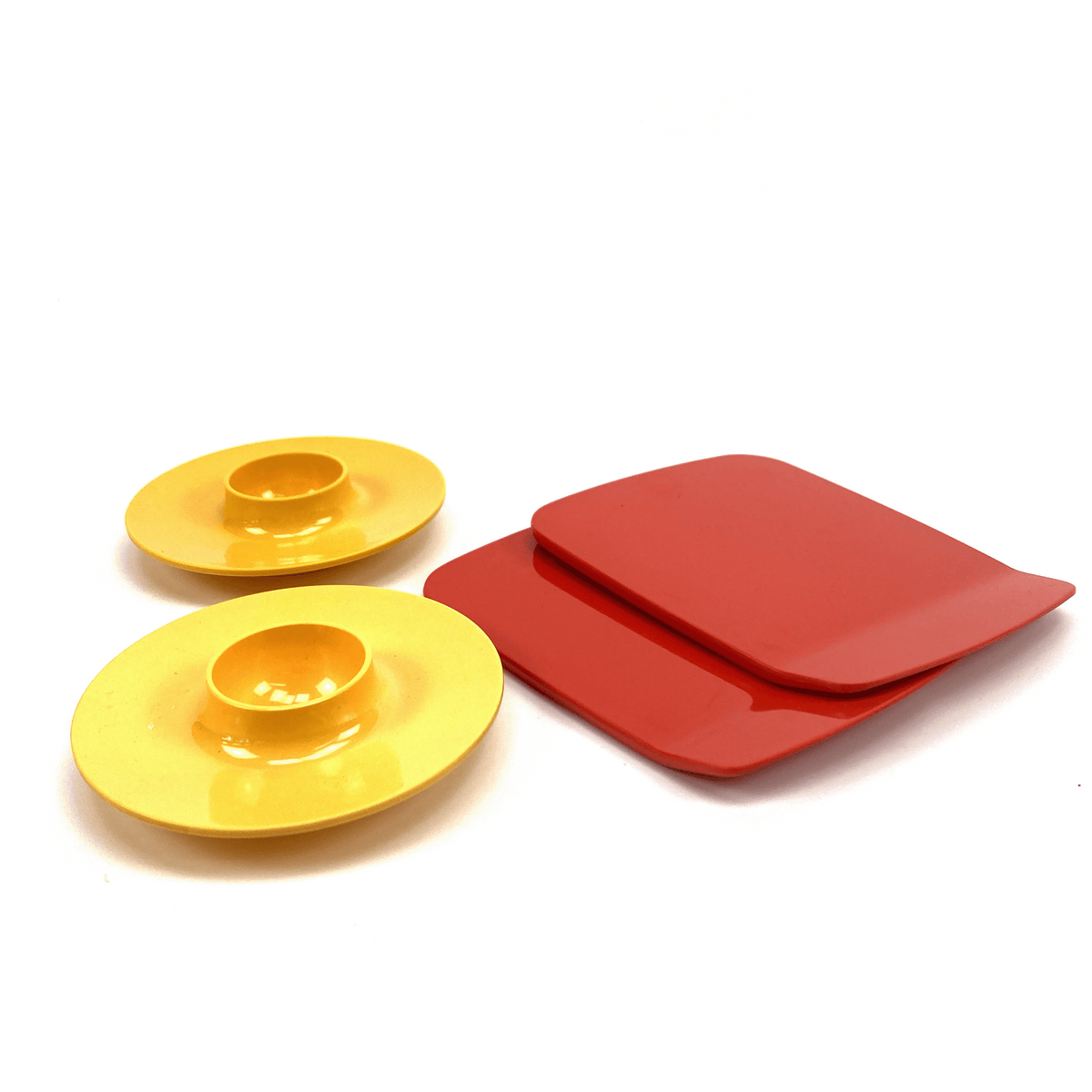 ROSTI Mepal – Vintage Danish Design Set | 2 Sandwich Boards & 2 Egg Cups | Yellow & Red