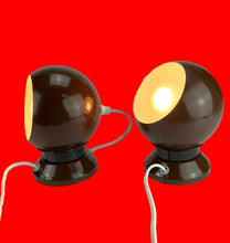 Load image into Gallery viewer, Hamalux Denmark Pair of Iconic Brown Eye Ball Table Lamps, Sold as a set.