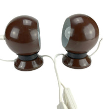 Load image into Gallery viewer, Hamalux Denmark Pair of Iconic Brown Eye Ball Table Lamps, Sold as a set.