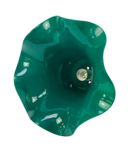 Charger l'image dans la galerie, Flower-shaped lamp pendant from the 70s, green plastic, rim with a wave look.