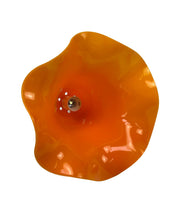 Lade das Bild in den Galerie-Viewer, Flower-shaped lamp pendant from the 70s, orange plastic, rim with a wave look.