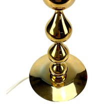 Load image into Gallery viewer, Gold table lamp with a white cord on a white background