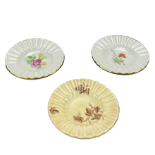 Indlæs billede til gallerivisning 3 pcs—Mid-century Lyngby porcelain plate Made in Denmark, aquarelle flowers and traditional "frilled" edge.