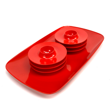 Lade das Bild in den Galerie-Viewer, Vintage 1970s Rosti Red Melamine Egg Cup Set & Serving Tray by Bjørn Christensen