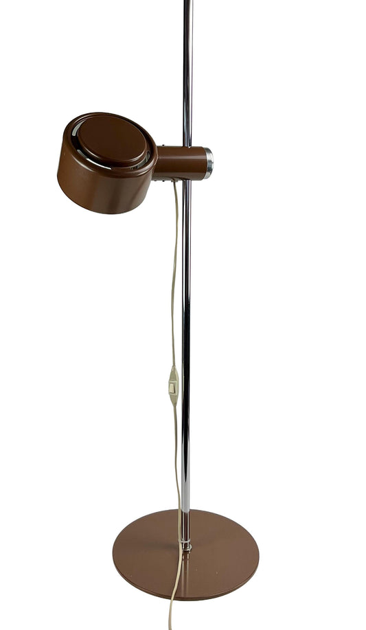 Piccolo Brown and Chrome Danish Floor Lamp by Lyfa of Denmark, 1970s