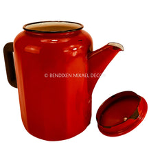 Load image into Gallery viewer, Red teapot with lid on a white background, featuring Bendixen Mikael Deco branding.