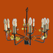 Load image into Gallery viewer, Svend Aage Holm Sorensen, Chandelier, 10 arms in cast iron, electrical light.