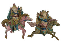Load image into Gallery viewer, Antique Taiwanese Cochin Ware Roof Tile Warriors on Horses – 19th Century Vietnamese Pottery