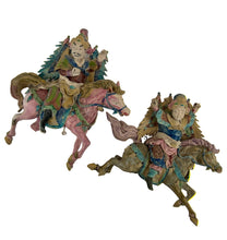 Load image into Gallery viewer, Antique Cochin Ware Warrior Horsemen, Pair — Vietnamese Temple Roof Tiles, 19th Century