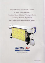 Load image into Gallery viewer, Textile Jet TX21600 digital printing machine on a white background with text about its capabilities.
