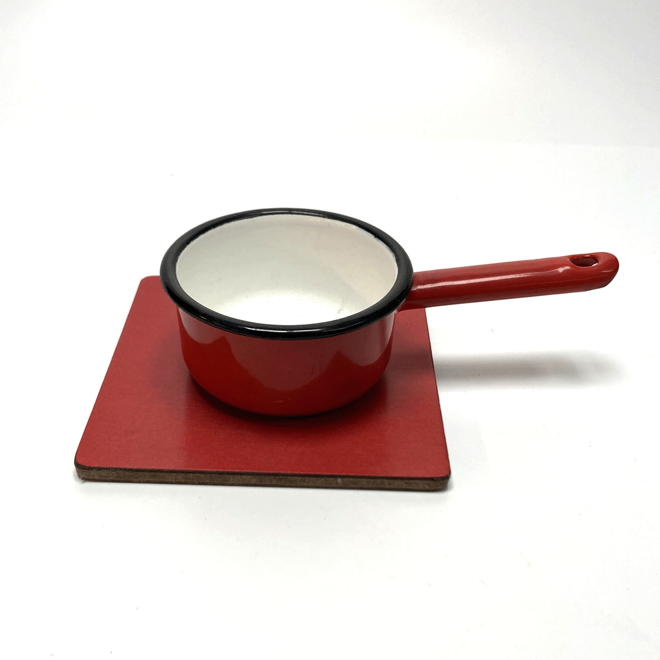 Vintage Rot Emaillierte Milchpfanne – 12cm Kleiner Topf