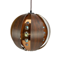 Load image into Gallery viewer, Werner Schou large pendant, copper with chrystals, wood. Midt-century 1970'