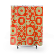 Lade das Bild in den Galerie-Viewer, Shower Curtain ROUND SQUARE - orange | inspired by Vintage Scandinavian Design
