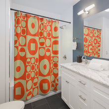 Lade das Bild in den Galerie-Viewer, Shower Curtain ROUND SQUARE - orange | inspired by Vintage Scandinavian Design