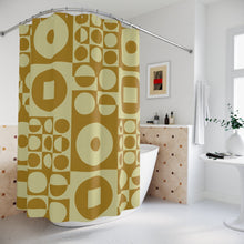 Load image into Gallery viewer, Shower Curtain ROUND SQUARE - Olive Green | inspired by Vintage Scandinavian Design