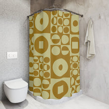 Load image into Gallery viewer, Shower Curtain ROUND SQUARE - Olive Green | inspired by Vintage Scandinavian Design