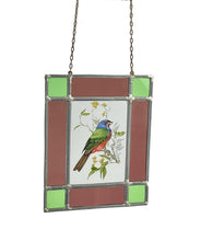 Load image into Gallery viewer, Antique Stained Glass Suncatcher, Square lead and glass with bird motif.