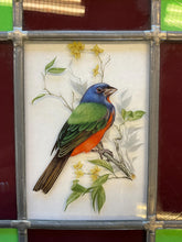Load image into Gallery viewer, Antique Stained Glass Suncatcher, Square lead and glass with bird motif.