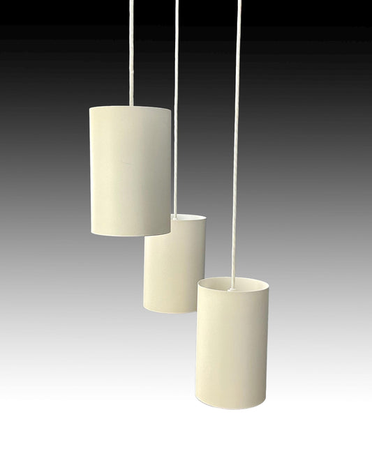 3-piece set of Louis Poulsen Cylinder pendant model 16542 in matte white.