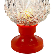 Load image into Gallery viewer, Decorative lamp with crystal shade and red base on a white background