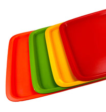 Load image into Gallery viewer, Set of four colorful trays in red, green, yellow, and orange on a white background