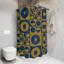 Lade das Bild in den Galerie-Viewer, Shower Curtain ROUND SQUARE - Blue | inspired by Vintage Scandinavian Design - MOJO Shop
