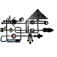 Load image into Gallery viewer, Svend Aage Holm Sørensen Brutalist Wall Sculpture for Dantoft, Coloured Glass & Iron, 1960s - MOJO Shop