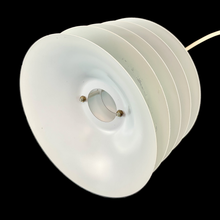 Load image into Gallery viewer, A five-layered Mid-Century pendant light designed and manufactured by Abo Randers A/S in Denmark. This model R28 from the 1970s creates a soft, atmospheric glow, perfect for a living room or kitchen. It remains in excellent condition with only a minor, inconspicuous dent on the top surface.
