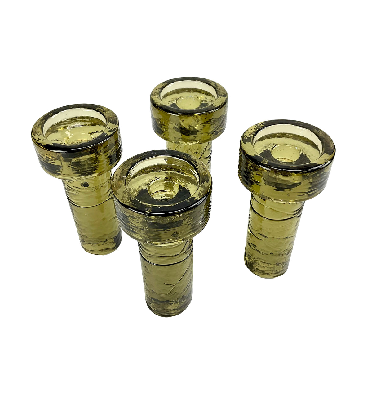 Kjell Engman for Kosta Boda Iron & Glass 4-Cylinder Candleholder — Sweden 1970s