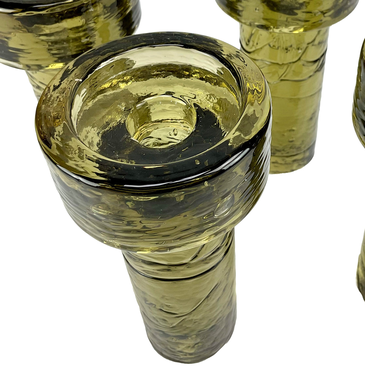 Kjell Engman for Kosta Boda Iron & Glass 4-Cylinder Candleholder — Sweden 1970s