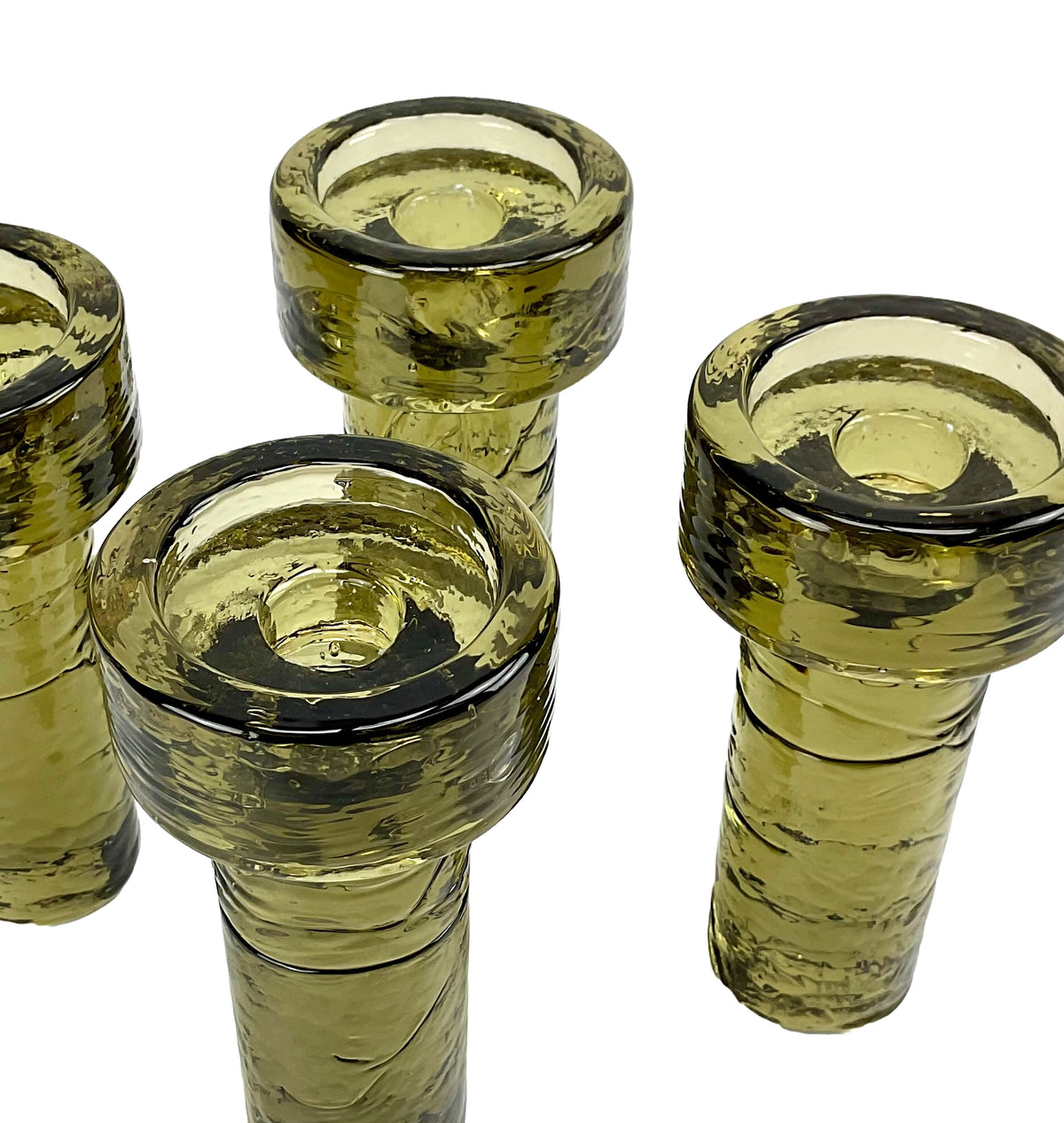 Kjell Engman for Kosta Boda Iron & Glass 4-Cylinder Candleholder — Sweden 1970s