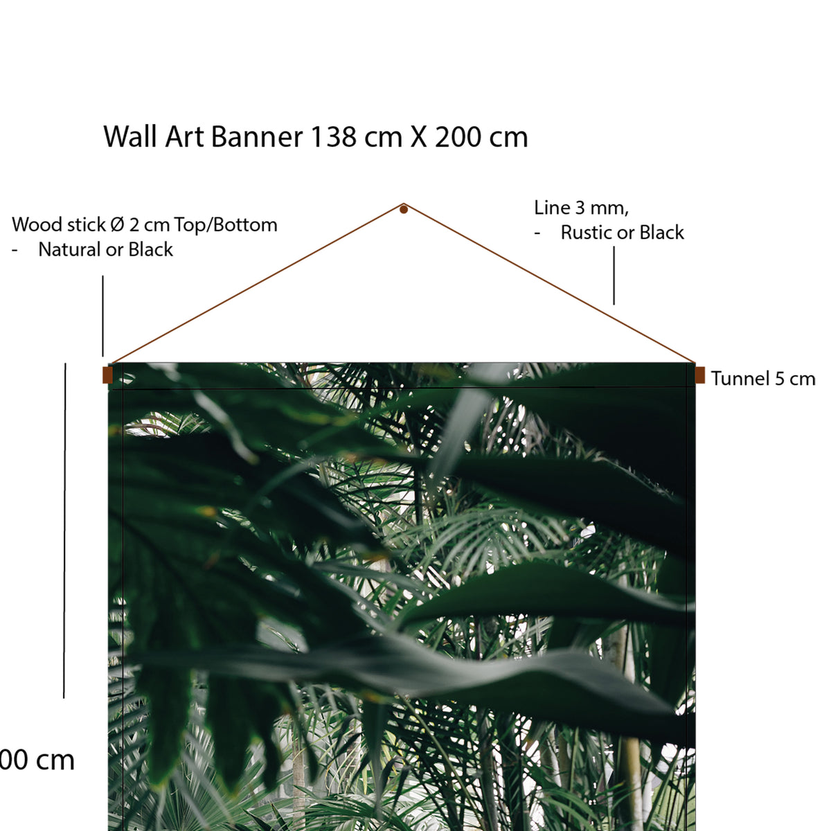 Green Plants Wall Art Banner 138/200 cm, Acoustic Textile Art Print