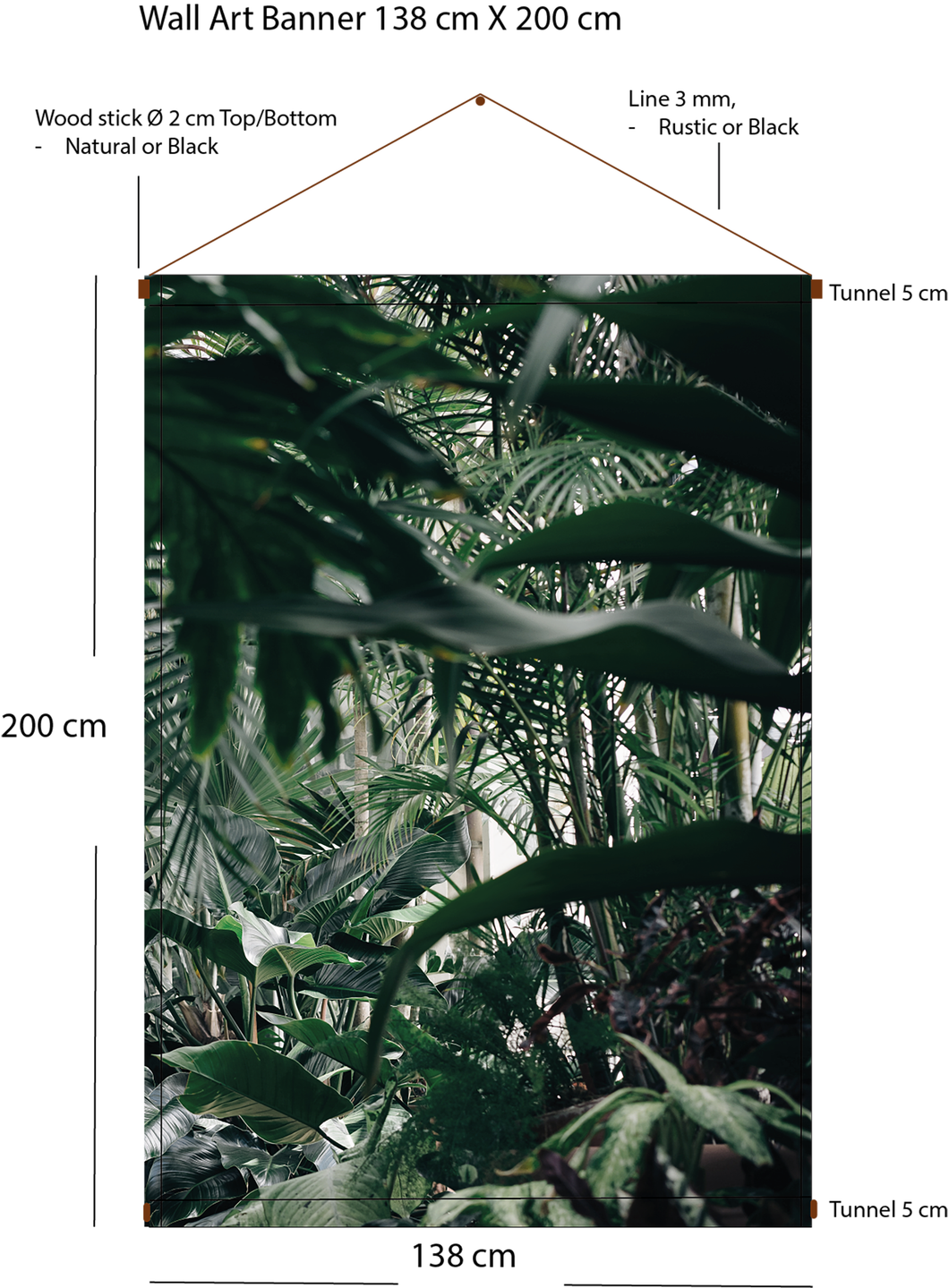 Green Plants Wall Art Banner 138/200 cm, Acoustic Textile Art Print