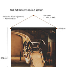 Load image into Gallery viewer, Wall Art Banner - Thonet Bentwood Rocking Chair and Man - Banner size 138/200 cm, Textile Print
