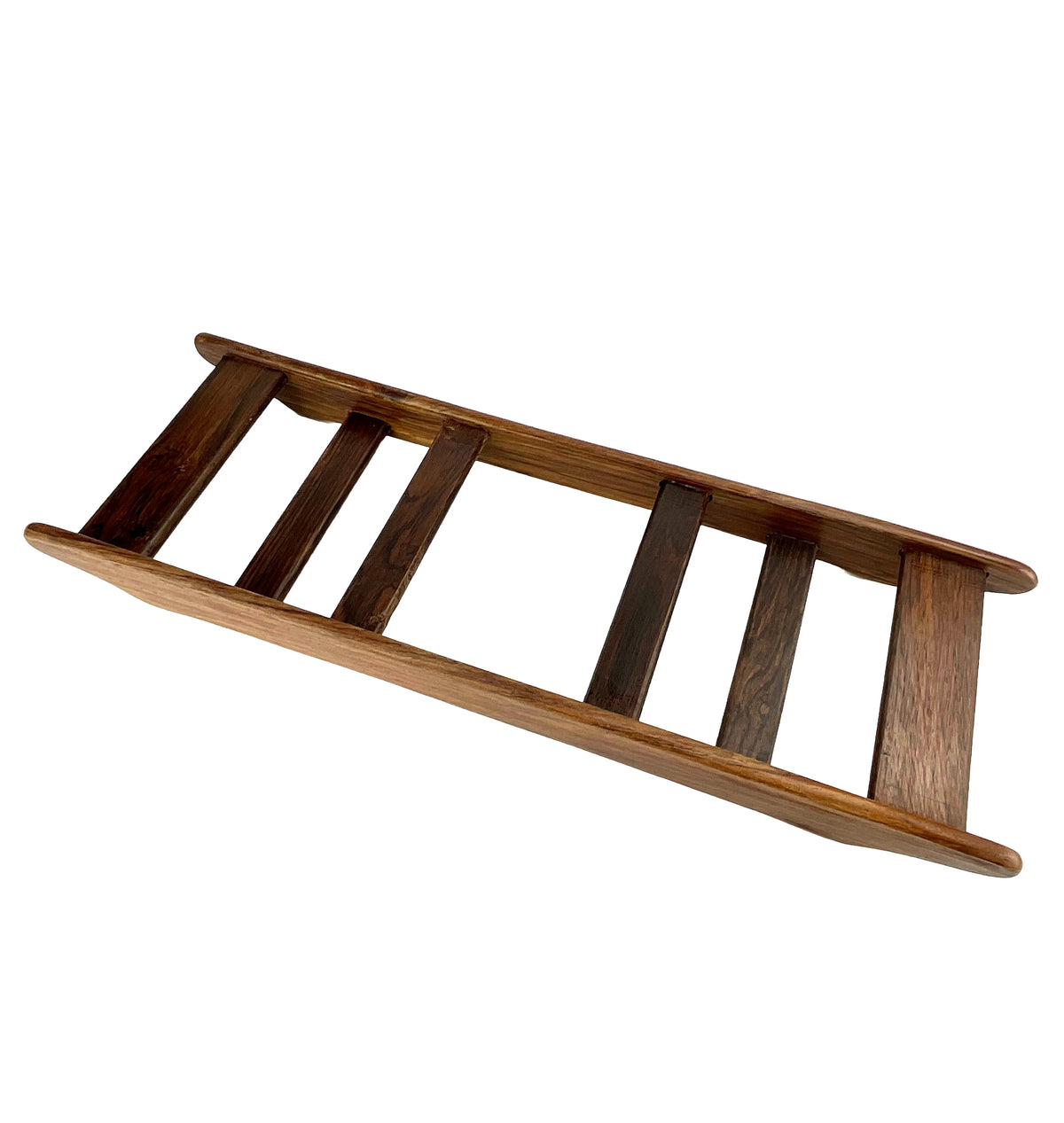 Rosewood Cabaretbakke med 4 Holmegaard Røggrå Glas — Danmark 1960'erne