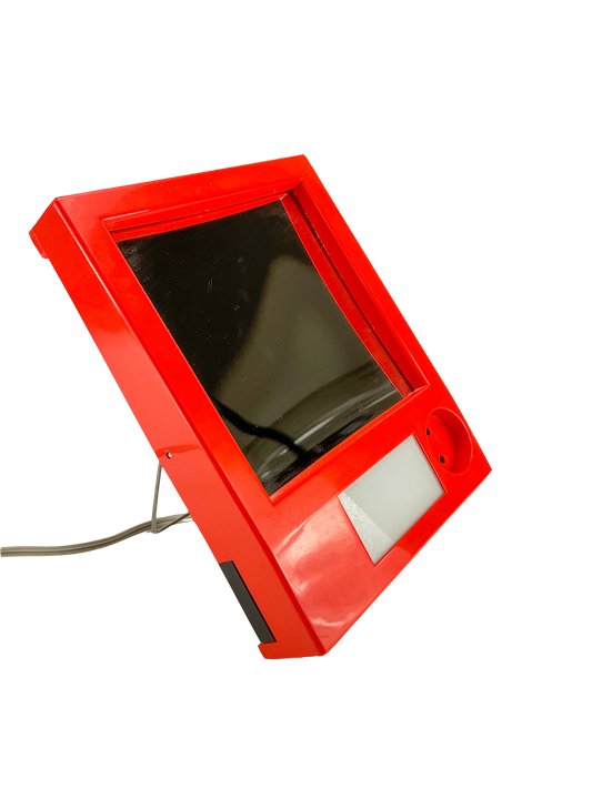 EVA Denmark Space Age Vanity Mirror — Orange, Dual Mirrors & Built-in Light, Model 715, 1970s