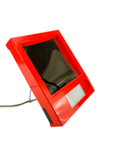 Load image into Gallery viewer, Vintage 1970s EVA Denmark Space Age Vanity Mirror – Orange Retro Makeup Mirror with Light &amp; Socket
