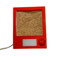 Load image into Gallery viewer, Vintage 1970s EVA Denmark Space Age Vanity Mirror – Orange Retro Makeup Mirror with Light &amp; Socket
