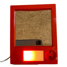 Load image into Gallery viewer, Vintage 1970s EVA Denmark Space Age Vanity Mirror – Orange Retro Makeup Mirror with Light &amp; Socket
